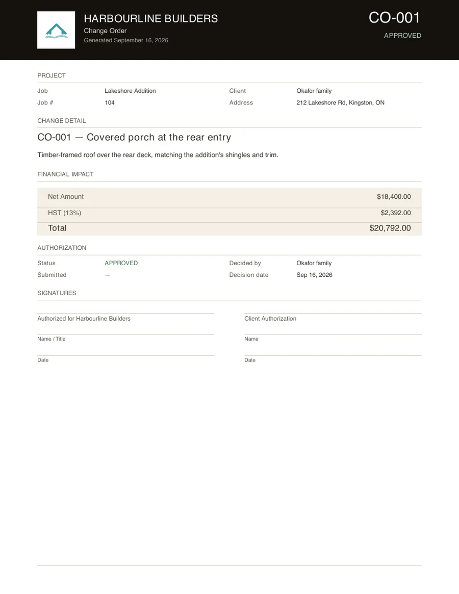 A change order PDF.