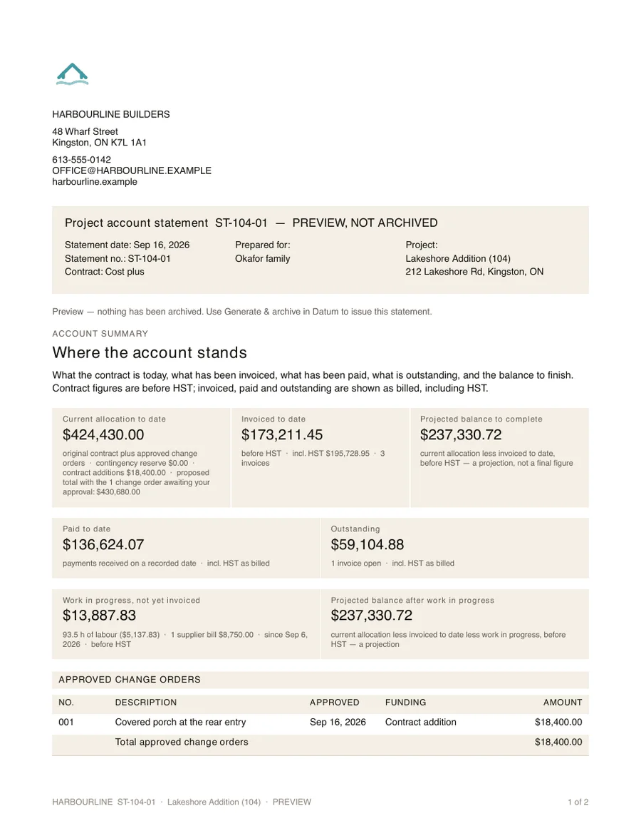 A client account statement PDF.